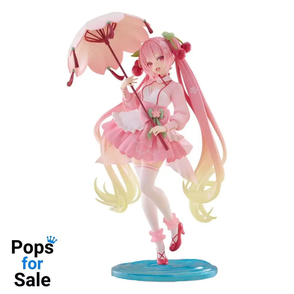 Hatsune Miku AMP PVC Statue Newley Written Sakura Miku Sakura Dress Ver. 21 cm