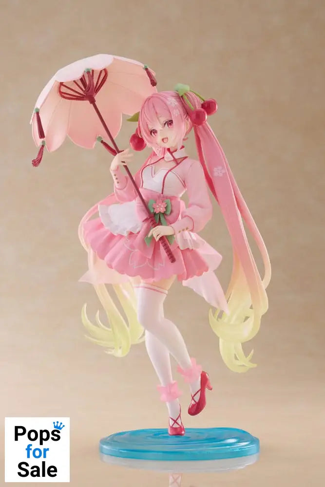 Hatsune Miku AMP PVC Statue Newley Written Sakura Miku Sakura Dress Ver. 21 cm