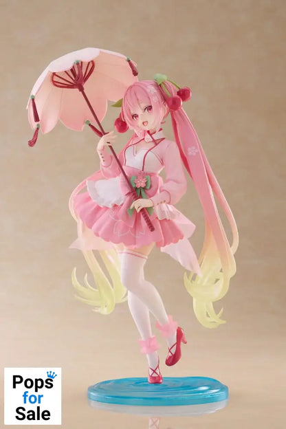 Hatsune Miku AMP PVC Statue Newley Written Sakura Miku Sakura Dress Ver. 21 cm