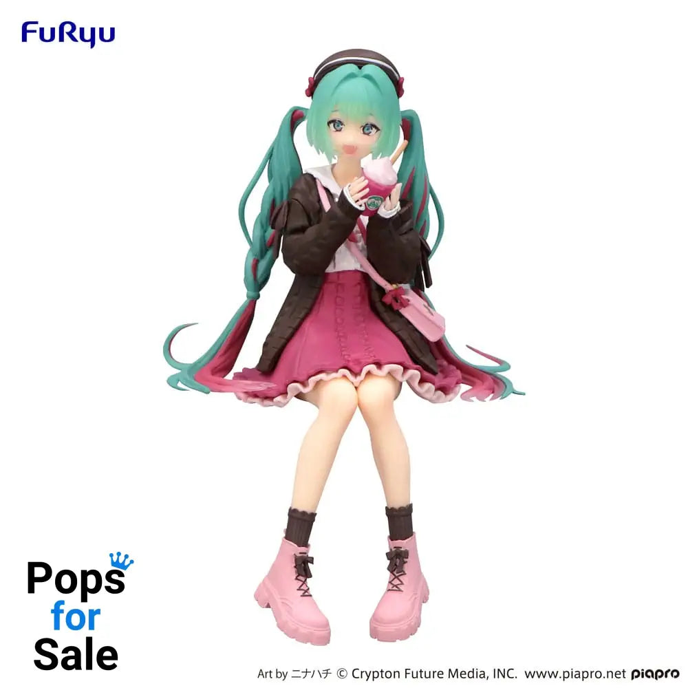Hatsune Miku Noodle Stopper PVC Statue Autumn Date Pink Color Ver. 14 cm