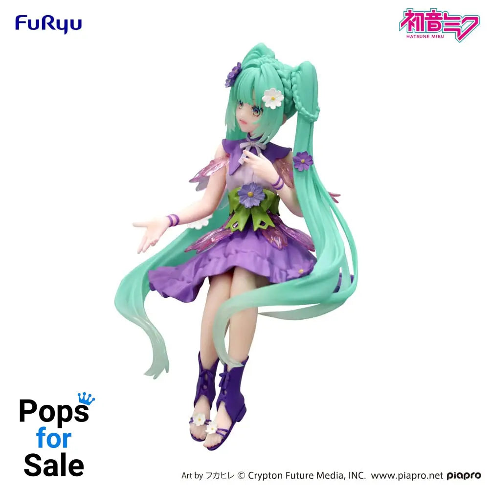 Hatsune Miku Noodle Stopper PVC Statue Flower Fairy Cosmos Purple Color Ver. 14 cm