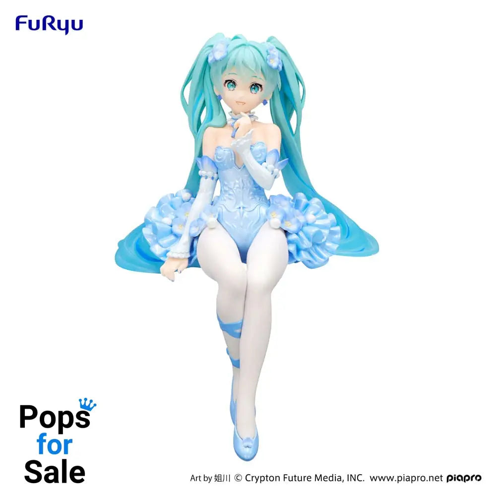 Hatsune Miku Noodle Stopper PVC Statue Flower Fairy Nemophila Pail Blue Color Ver. 15 cm Statues