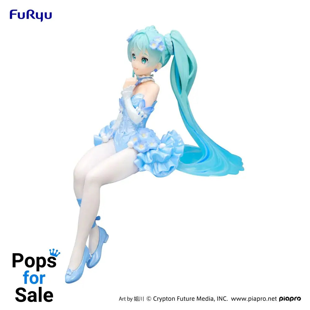 Hatsune Miku Noodle Stopper PVC Statue Flower Fairy Nemophila Pail Blue Color Ver. 15 cm