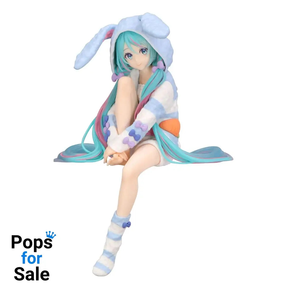 Hatsune Miku Noodle Stopper PVC Statue Hatsune Miku Rabbit Ear Hood Pajama Blue Color Ver. 14 cm Statues