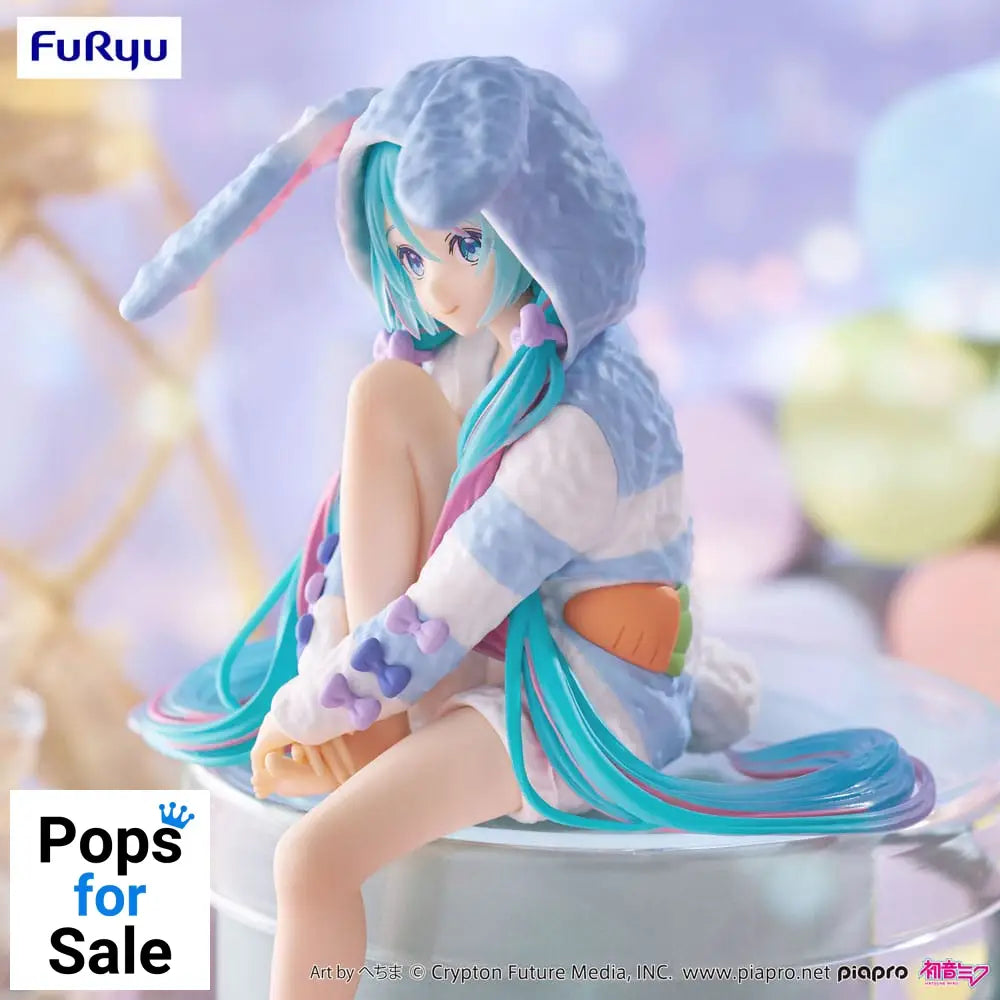 Hatsune Miku Noodle Stopper PVC Statue Hatsune Miku Rabbit Ear Hood Pajama Blue Color Ver. 14 cm