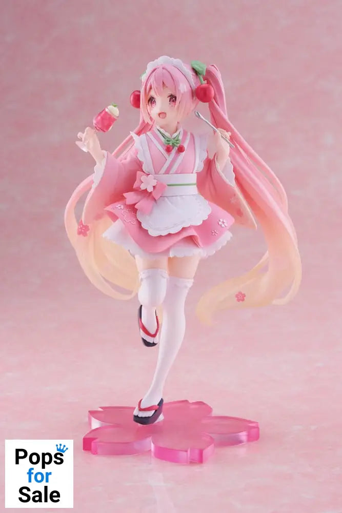 Hatsune Miku PVC Statue Newley Written Sakura Miku Japanese Cafe Ver. Reissue 18 cm