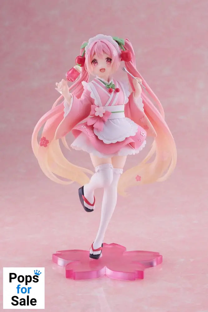 Hatsune Miku PVC Statue Newley Written Sakura Miku Japanese Cafe Ver. Reissue 18 cm