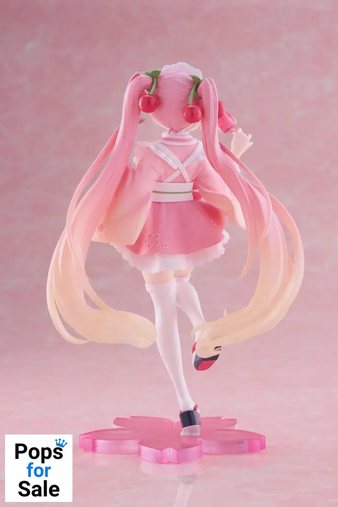 Hatsune Miku PVC Statue Newley Written Sakura Miku Japanese Cafe Ver. Reissue 18 cm