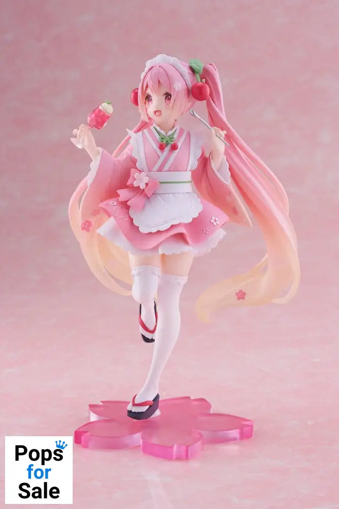 Hatsune Miku PVC Statue Newley Written Sakura Miku Japanese Cafe Ver. Reissue 18 cm