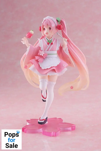 Hatsune Miku PVC Statue Newley Written Sakura Miku Japanese Cafe Ver. Reissue 18 cm