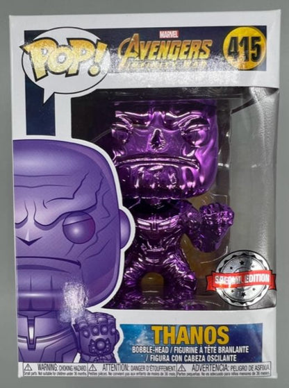 #415 Thanos (Purple Closed Fist) Chrome Marvel Box Damaged Funko POP