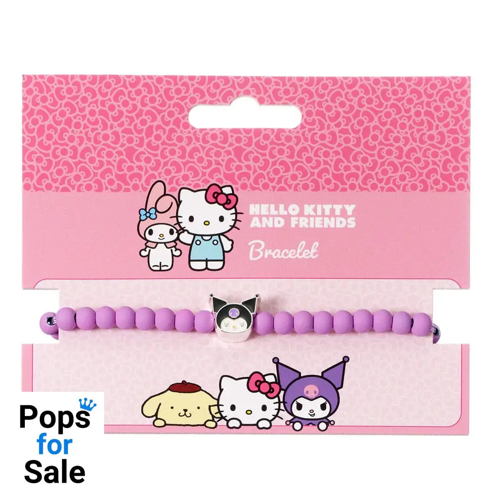 Hello Kitty Bracelet purple beads with Kuromi Charm 21 cm