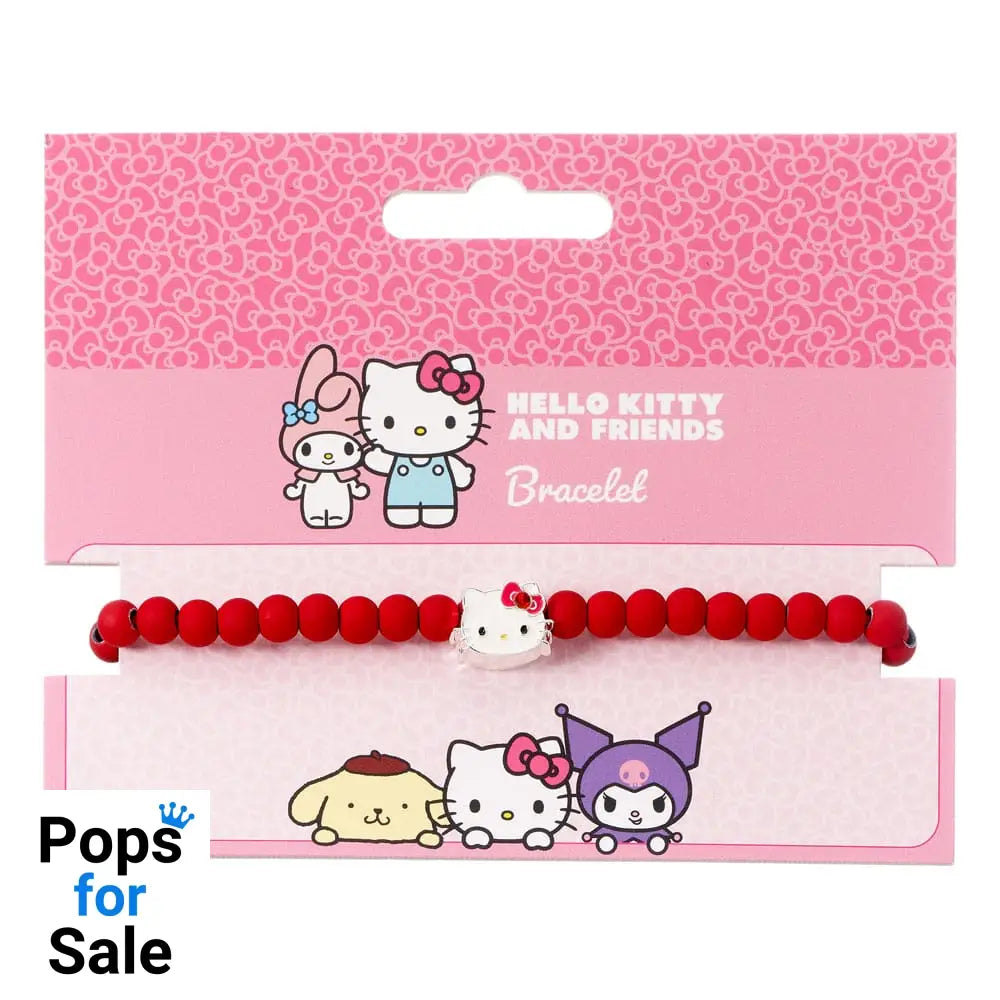 Hello Kitty Bracelet red beads with Hello Kitty Charm 21 cm