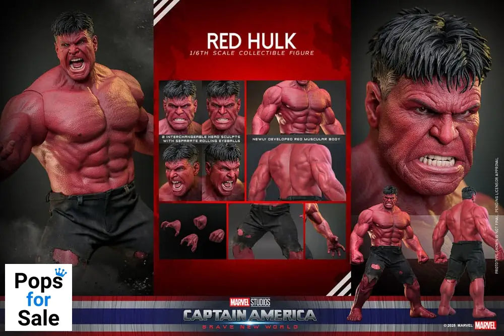 Hot Toys Red Hulk Captain America: Brave New World Movie Masterpiece Action Figure 1/6 Red Hulk 47 cm PRESALE