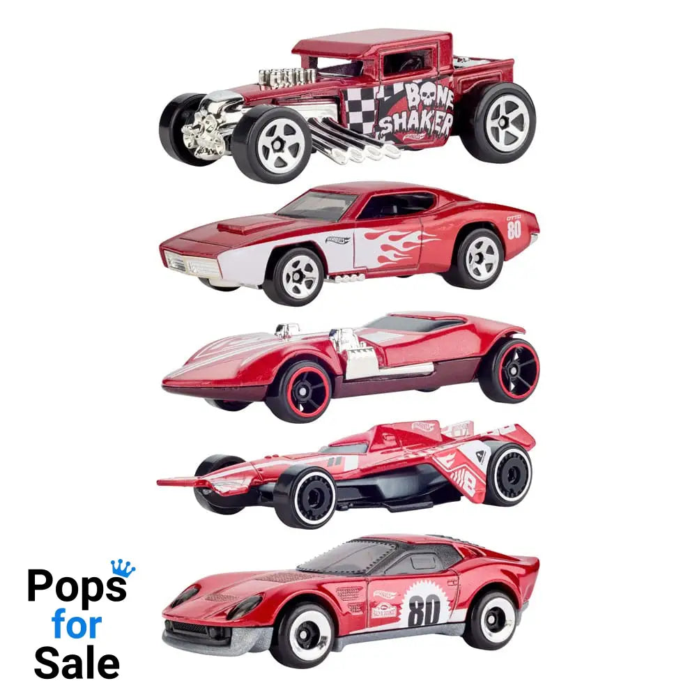 Hot Wheels Diecast Vehicle 5-Pack 1/64 80th Anniversary Vehicles