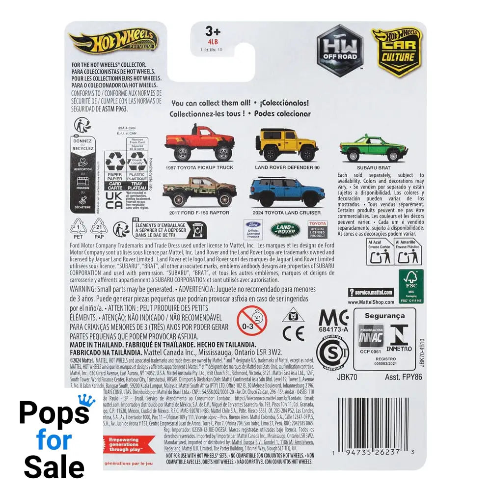 Hot Wheels Premium Car Culture Diecast Vehicle 1/64 2017 Ford F-150 Raptor