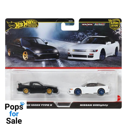 Hot Wheels Premium Car Culture Diecast Vehicle 2-Pack 1/64 ’96 Nissan 180SX Type X & Nissan SilEighty Vehicles