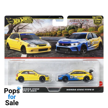 Hot Wheels Premium Car Culture Diecast Vehicle 2-Pack 1/64 '99 Honda Civic Type R (EK9) & Honda Civic Type R