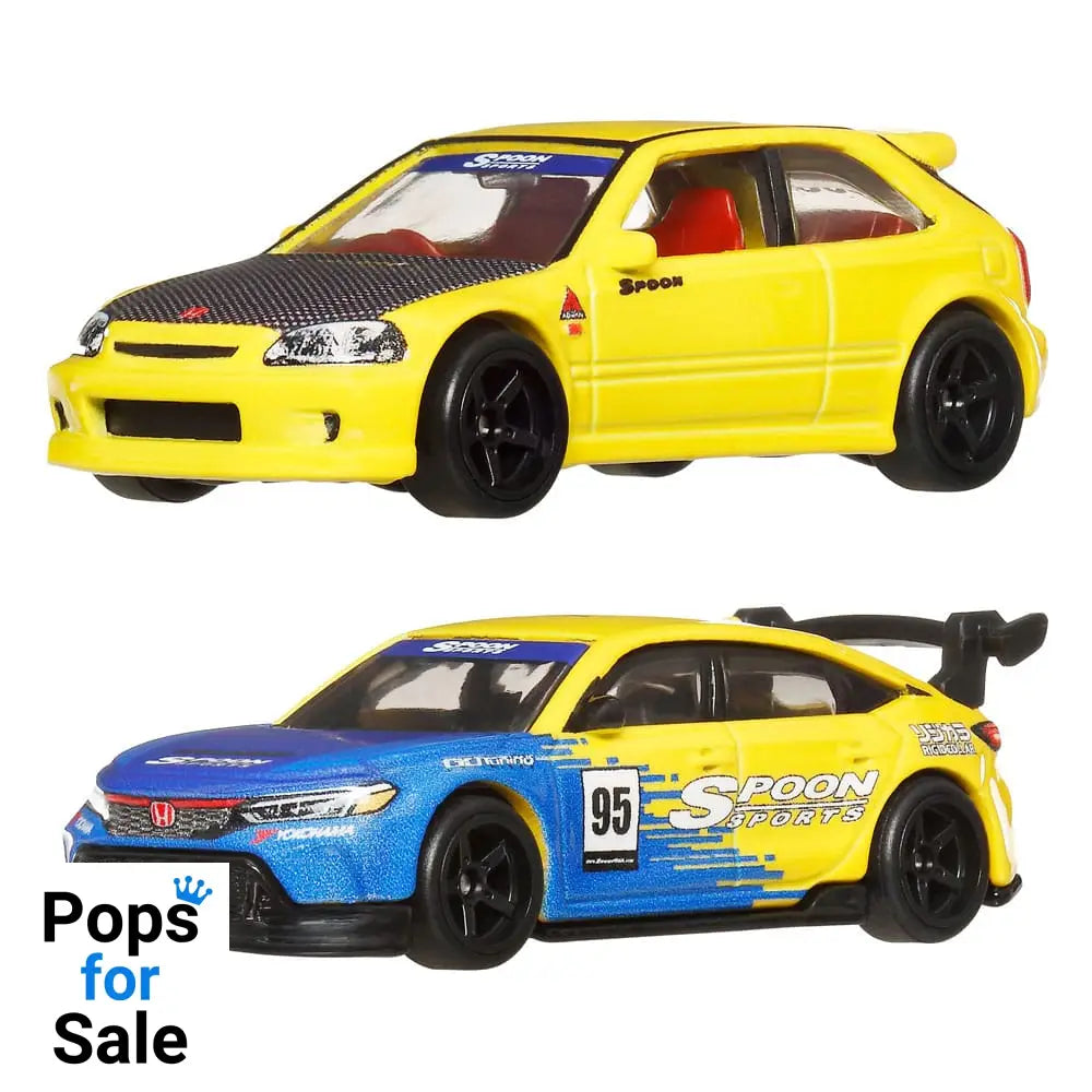 Hot Wheels Premium Car Culture Diecast Vehicle 2-Pack 1/64 ’99 Honda Civic Type R (EK9) & Honda Civic Type R Vehicles