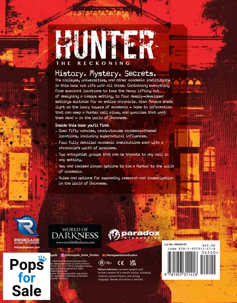 Hunter: The Reckoning 5th Edition RPG book Alma Maters Sourcebook *Englische Version*