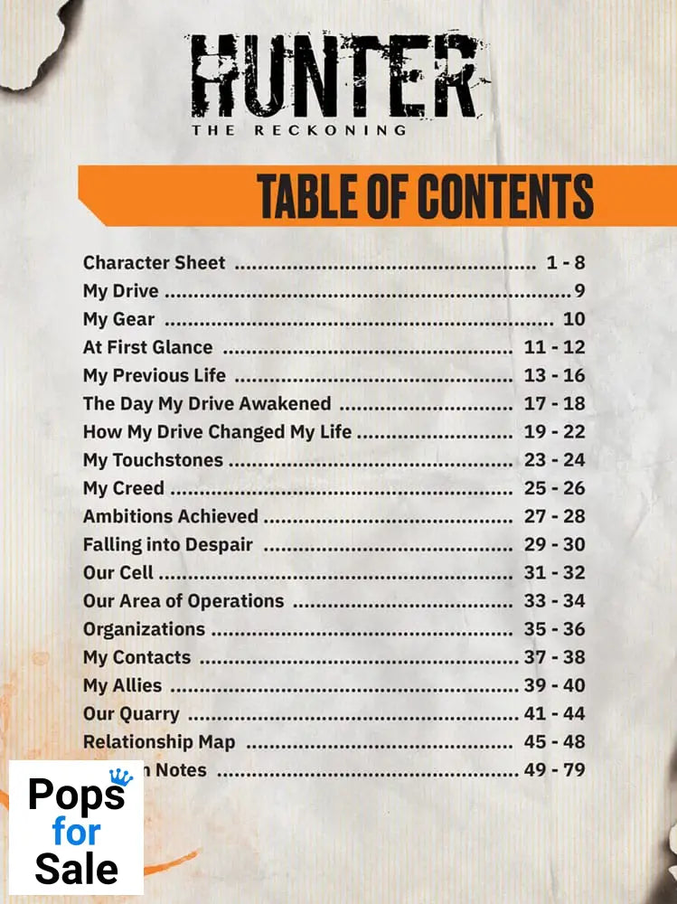 Hunter: The Reckoning 5th Edition RPG Journal Expanded Character Sheet Journal *Englische Version*