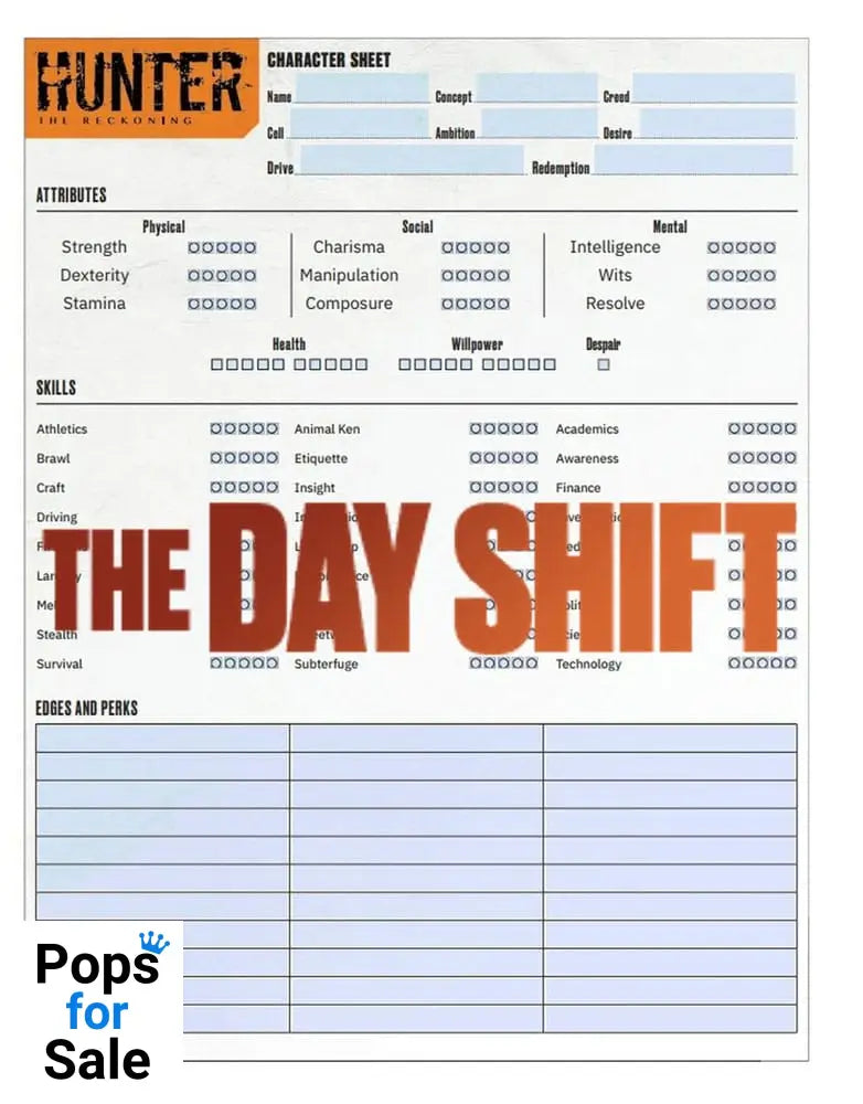 Hunter: The Reckoning 5th Edition RPG Journal Expanded Character Sheet Journal *Englische Version* Board games and