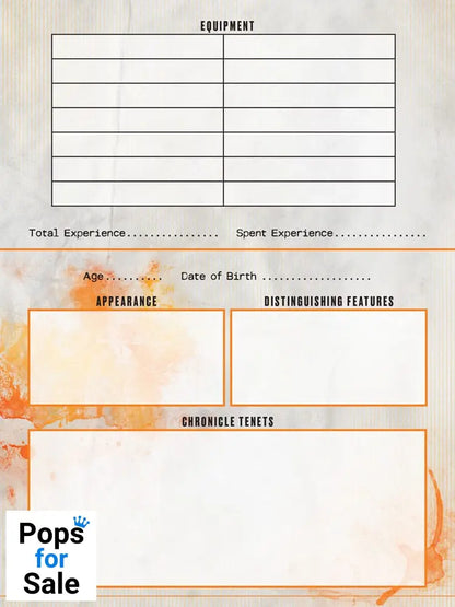 Hunter: The Reckoning 5th Edition RPG Journal Expanded Character Sheet Journal *Englische Version*