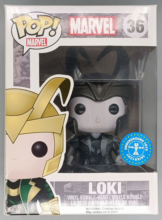 36 Loki (Helmet) - Black & White - Marvel - Exclusive - Funko POP - Box Damaged