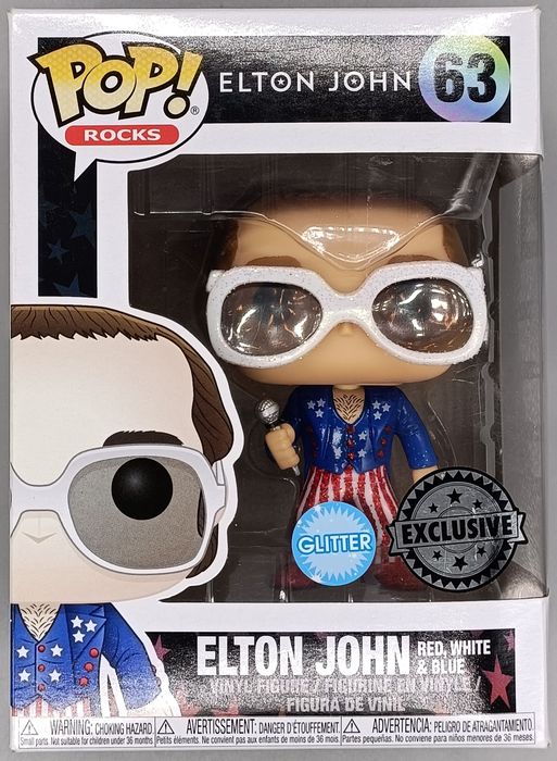 #63 Elton John (Red- White & Blue) - Glitter Funko POP