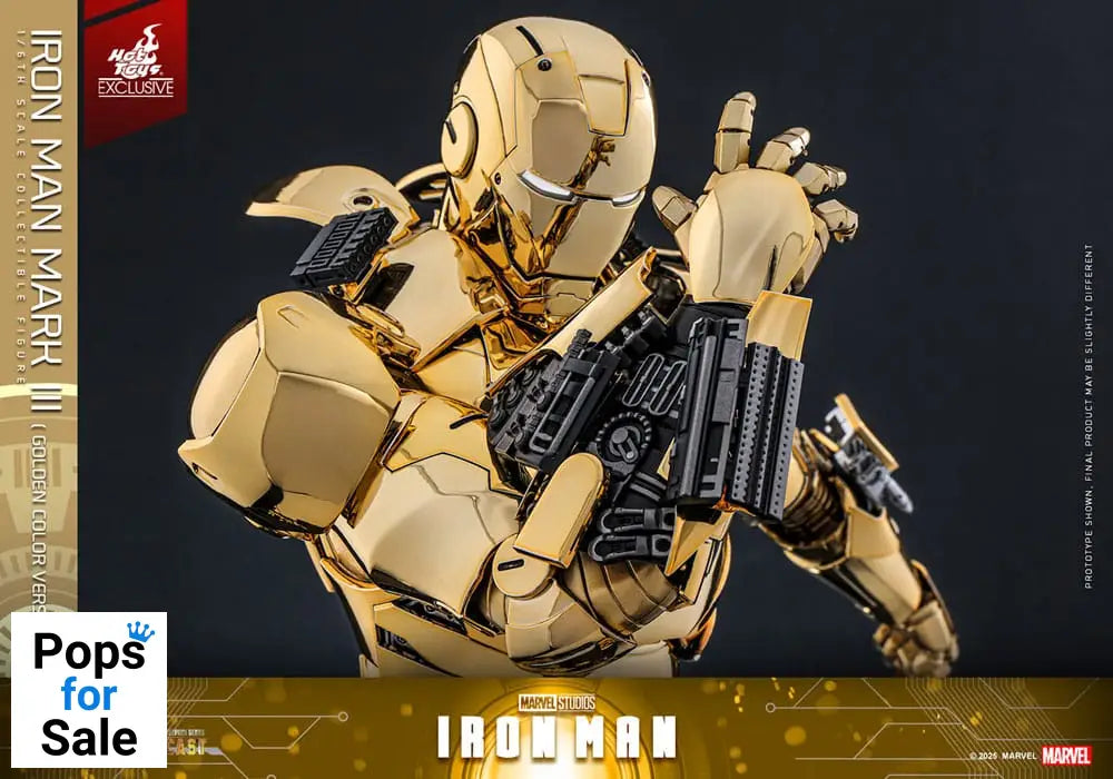 Iron Man Movie Masterpiece Diecast Action Figure 1/6 Iron Man Mark III (Gold Color Version) Hot Toys Exclusive 33 cm