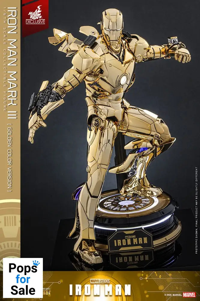 Iron Man Movie Masterpiece Diecast Action Figure 1/6 Iron Man Mark III (Gold Color Version) Hot Toys Exclusive 33 cm