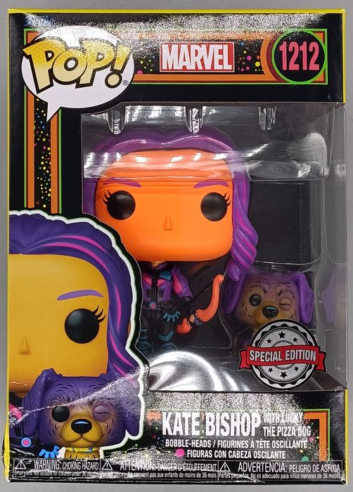 #1212 Kate Bishop with Lucky Blacklight Marvel Hawke Box Damaged Funko POP