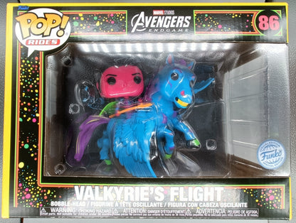 #86 Valkyrie's Flight Blacklight Rides Marvel Avengers Endgame Box Damaged Funko POP