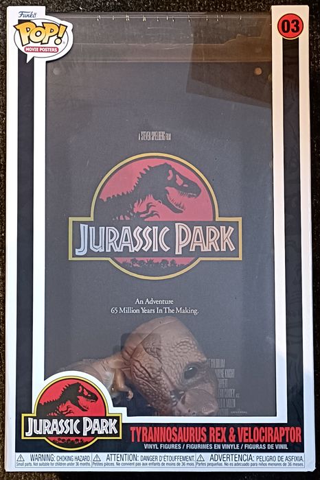 03 Tyrannosaurus Rex & Velociraptor Poster - Jurassic Park Funko POP - Box Damaged
