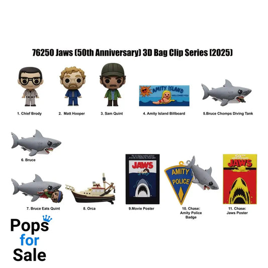 Jaws 3D PVC Bag Clips 50th Anniversary Series 1 Display (24) Keyrings