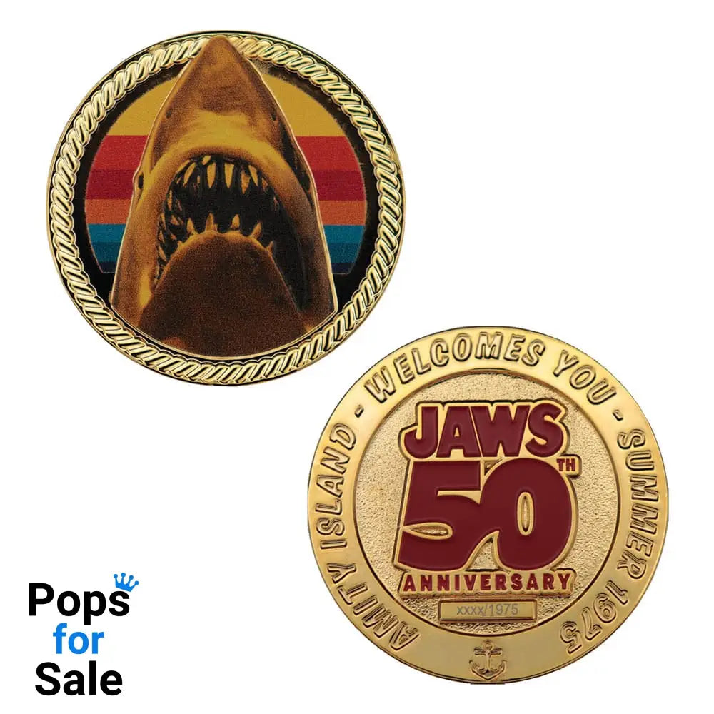 Jaws Collectable Coin 50th Anniversary 24k Gold Plated Limited Edition Coins