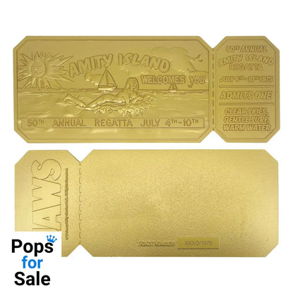 Jaws Replica 1/1 50th Anniversary Regatta Ticket 24k Gold Plated