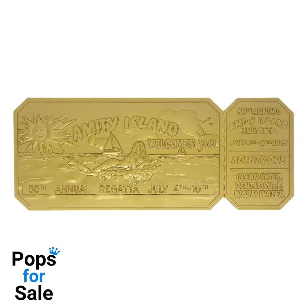 Jaws Replica 1/1 50th Anniversary Regatta Ticket 24k Gold Plated Replicas