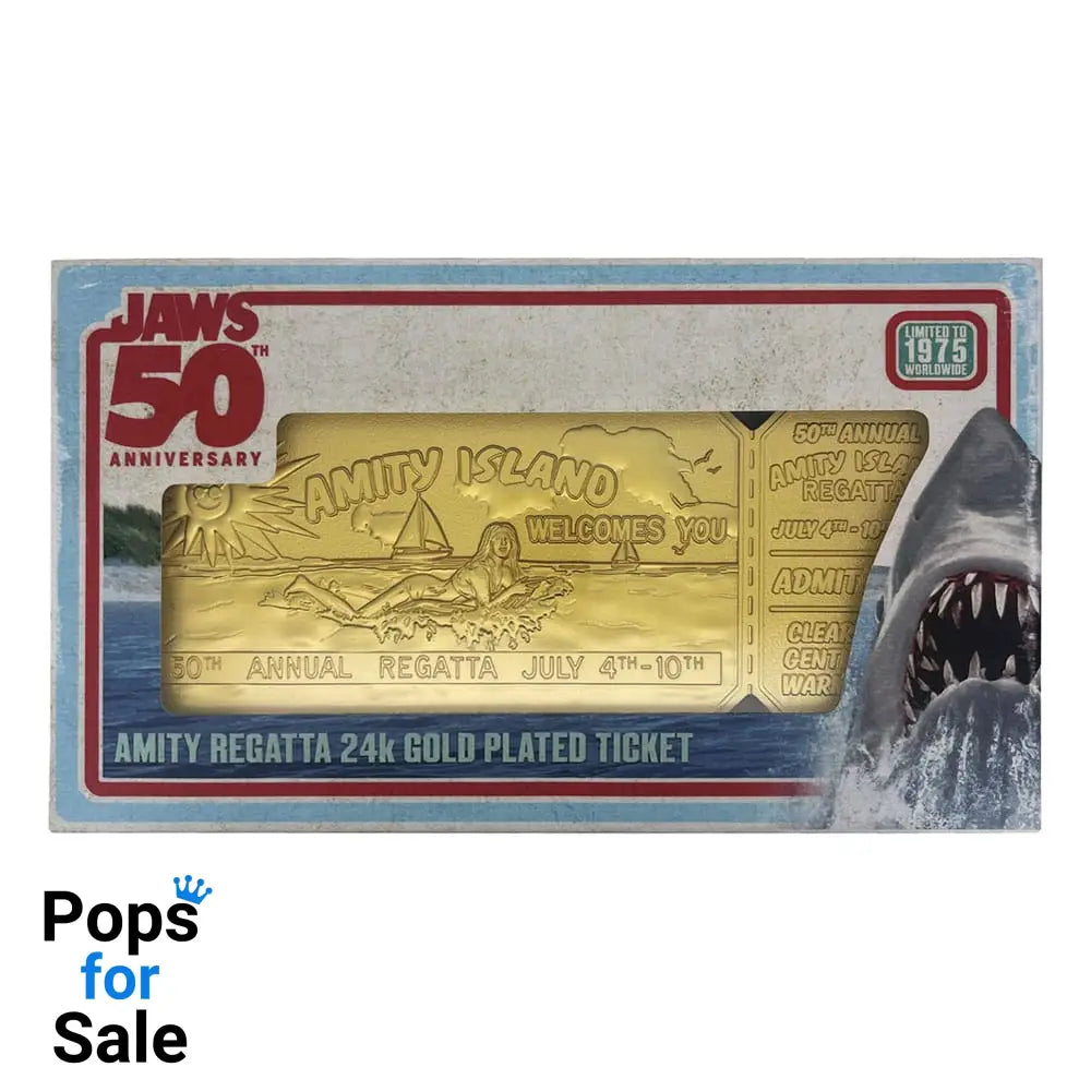 Jaws Replica 1/1 50th Anniversary Regatta Ticket 24k Gold Plated