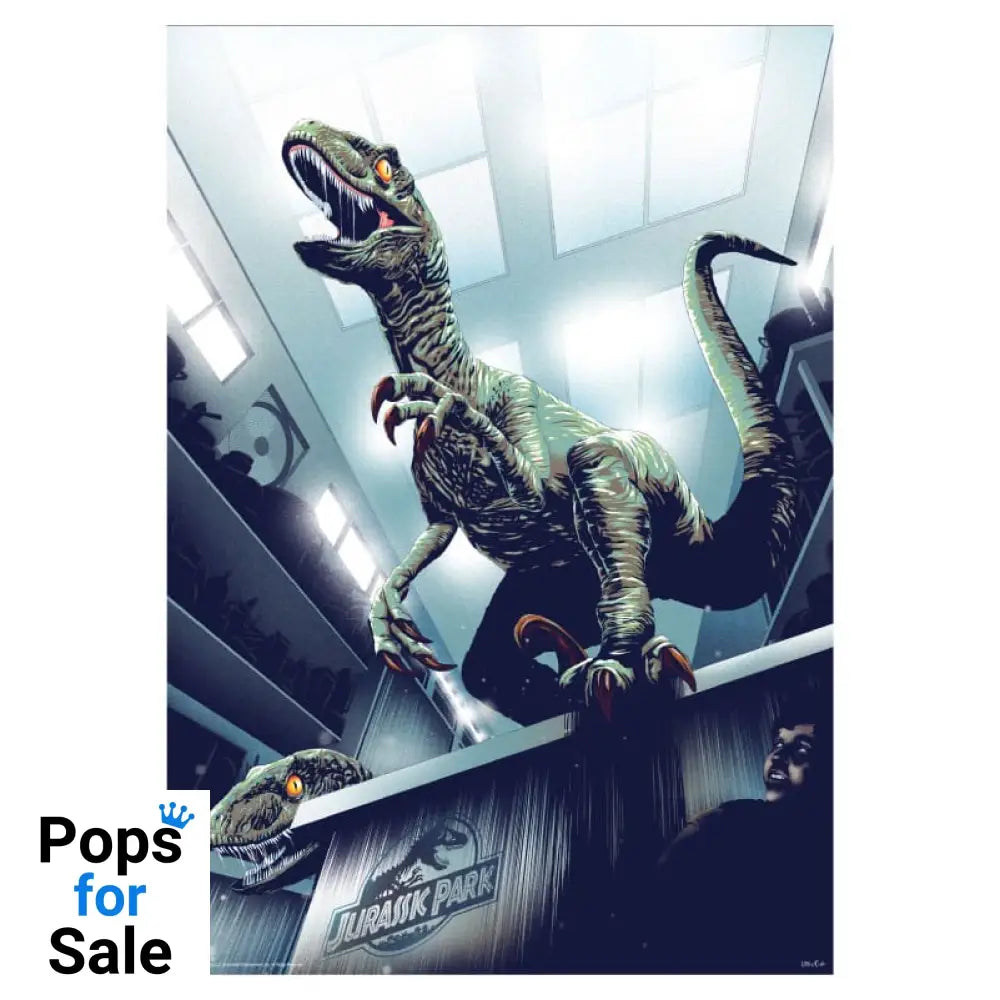 Jurassic Park Art Print 30th Anniversary Edition Hiding in Kitchen Limited Edition 42 x 30 cm