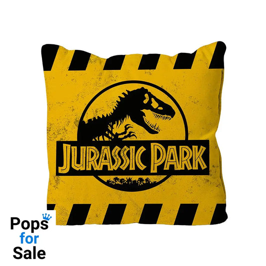 Jurassic Park Cushion Caution Yellow Logo 40 x 40 cm