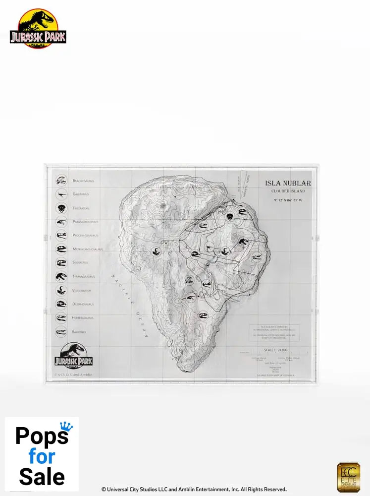 Jurassic Park Topographic Map Isla Nublar