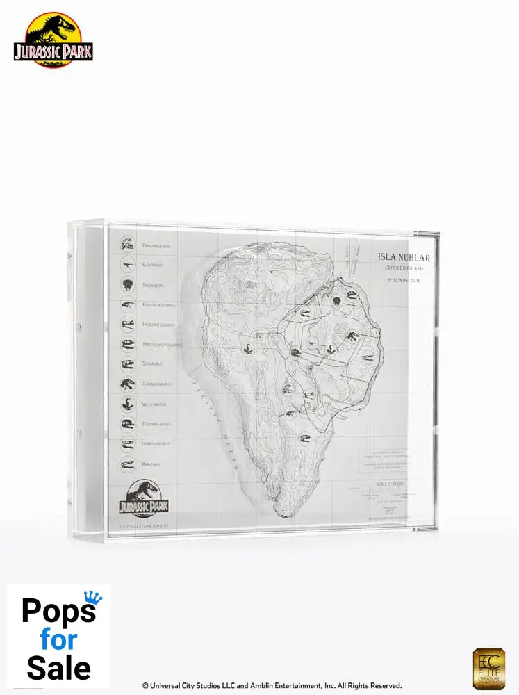 Jurassic Park Topographic Map Isla Nublar