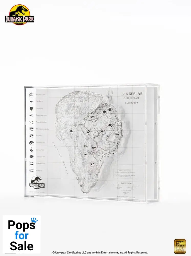 Jurassic Park Topographic Map Isla Nublar Decoration