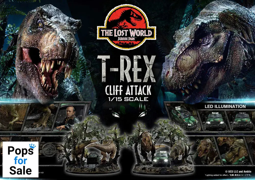 Jurassic World: The Lost World Statue 1/15 T-Rex Cliff Attack 53 cm