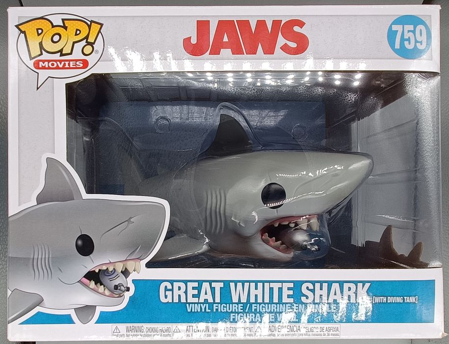 #759 Great White Shark (with Diving Tank) 6 Inch JAWS Box Damaged Funko POP