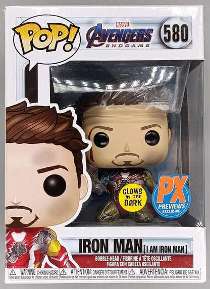 #580 Iron Man (I am Iron Man) Metallic Glow Marvel En Box Damaged Funko POP