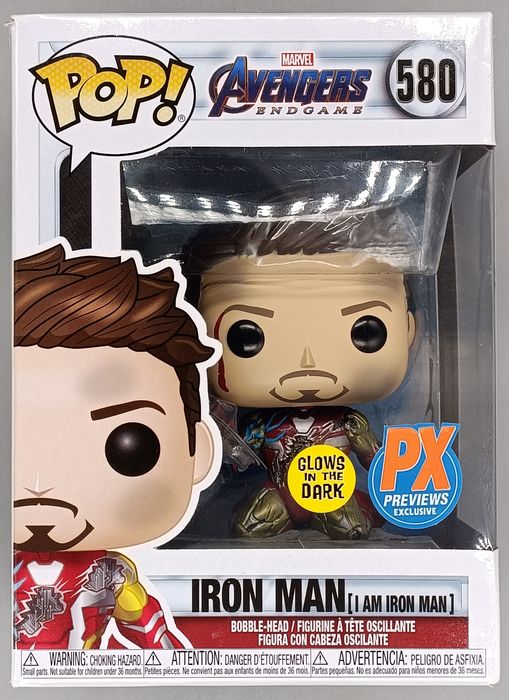 #580 Iron Man (I am Iron Man) Metallic Glow Marvel En Box Damaged Funko POP