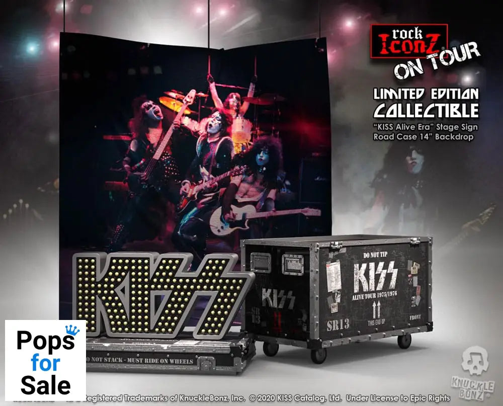 Kiss Rock Ikonz On Tour Road Case Statue + Stage Backdrop Set Alive! Tour Statues