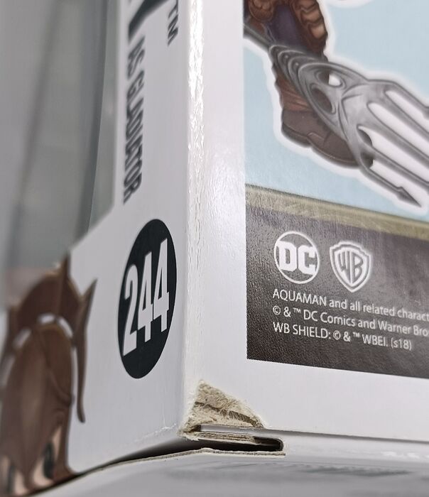 #244 Arthur Curry (as Gladiator, Gold) Chrome DC Aquaman Box Damaged Funko POP